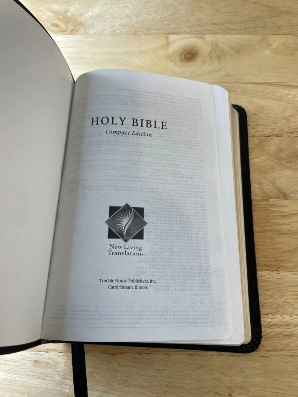 Holy Bible Compact NLT Black Bonded Leather Gilded Edges Ribbon Marker
